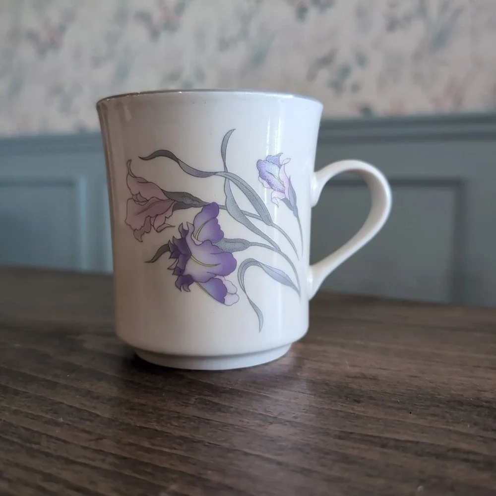 Vintage China Pearl Orchid Tea Cup Coffee‎ Cup Stoneware 1986 China Floral